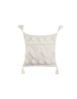 Almofada Home ESPRIT Branco Borlas Boho 45 x 15 x 45 cm