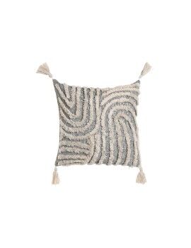 Cojín Home ESPRIT Blanco Gris Borlas Boho 45 x 15 x 45 cm