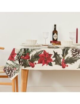 Toalha resinada antinódoas Belum Christmas Flowers Branco Castanho Vermelho Verde 150 x 150 cm