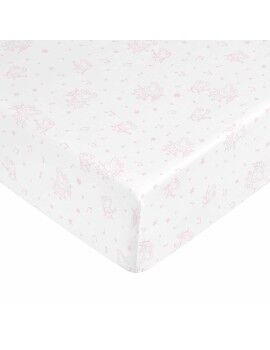 Sábana Bajera Ajustable Peppa Pig Blanco Rosa Cama de 105