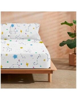 Sábana Bajera Ajustable Decolores Cosmos Multicolor Cama de 105