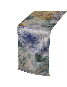 Caminho de Mesa Alexandra House Living Azul Têxtil 180 x 30 cm Veludo Floral Bordado