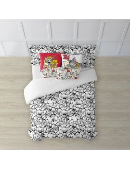 Capa nórdica Tom & Jerry Tom & Jerry Black & White Multicolor 175 Fios 200 x 200 cm