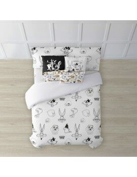 Capa nórdica Looney Tunes Looney B&W Branco black 175 Fios 260 x 240 cm