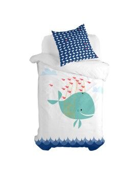 Conjunto de capa de edredom HappyFriday Moshi Moshi Whale Multicolor Solteiro 2 Peças