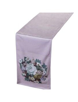 Caminho de Mesa Alexandra House Living Violeta Têxtil 180 x 30 cm Bloemen Veludo