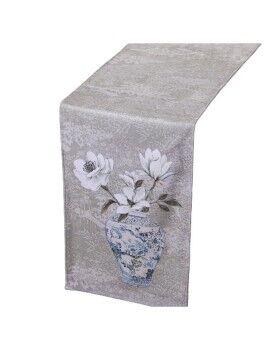 Caminho de Mesa Alexandra House Living Cinzento Têxtil 180 x 30 cm Bloemen Vaso Veludo