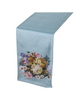 Caminho de Mesa Alexandra House Living Azul Têxtil 180 x 30 cm Bloemen Veludo