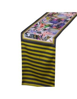 Caminho de Mesa Alexandra House Living Amarelo Preto Têxtil 180 x 30 cm Veludo Floral