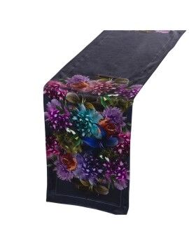 Caminho de Mesa Alexandra House Living Preto Têxtil 180 x 30 cm Veludo Floral