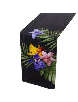 Caminho de Mesa Alexandra House Living Preto Têxtil 180 x 30 cm Veludo Floral