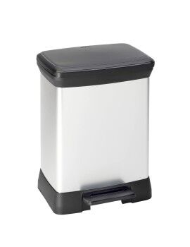 Caixote de Lixo para Reciclagem Curver Duo Déco Prateado 10 L 18 L