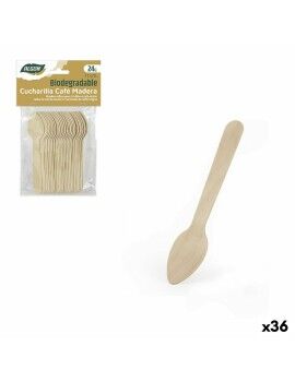 Set de Cucharas Algon Café Madera 24 Piezas 11 cm (36 Unidades)