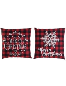 Cojín DKD Home Decor Navidad Blanco Rojo Poliéster Cuadros 40 x 10 x 40 cm (2 Unidades)