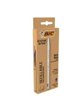 Boligrafo de tinta líquida Bic Cristal Renew Plateado 0,32 mm