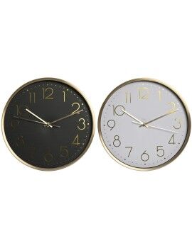 Reloj de Pared Home ESPRIT Blanco Negro Aluminio 30 x 4,3 x 30 cm (2 Unidades)