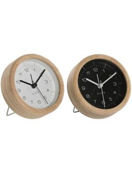 Reloj de Mesa Home ESPRIT Blanco Negro Bambú 10 x 4,3 x 10 cm (2 Unidades)