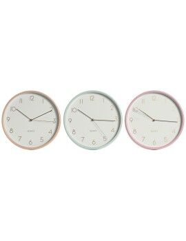 Reloj de Pared Home ESPRIT Coral Menta Lila PVC 25,5 x 4,3 x 25,5 cm (3 Unidades)