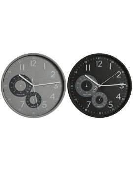 Reloj de Pared Home ESPRIT Negro Gris PVC 30 x 4,7 x 30 cm (2 Unidades)