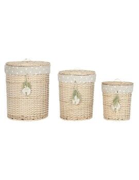 Conjunto de Cestas Home ESPRIT Verde Natural vime 45 x 45 x 55 cm 3 Peças