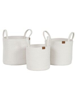 Conjunto de Cestas Home ESPRIT Branco Moderno 30 x 30 x 28 cm (3 Peças)