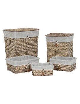 Conjunto de Cestas Home ESPRIT Bege Natural vime 47 x 35 x 55 cm 5 Peças