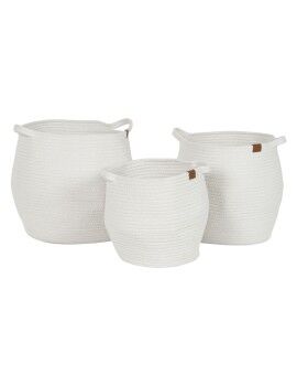 Conjunto de Cestas Home ESPRIT Branco Moderno 34 x 34 x 34 cm (3 Peças)