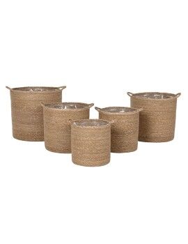 Juego de Cestas Home ESPRIT Natural Fibra natural 37 x 37 x 41 cm (5 Piezas)