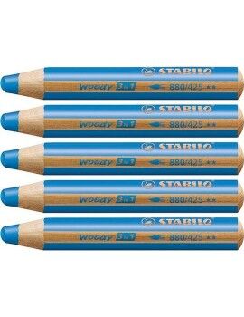 Lápis de cores Stabilo Woody Azul 3 em 1 (5 Unidades)