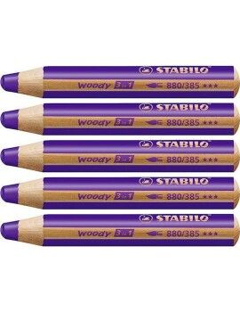 Lápis de cores Stabilo Woody Violeta 3 em 1 (5 Unidades)