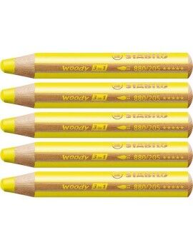 Lápices de colores Stabilo Woody Amarillo 3 en 1 (5 Unidades)