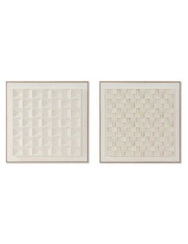 Cuadro Home ESPRIT Beige Geométrico Moderno 60 x 7 x 60 cm (2 Unidades)