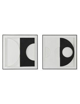 Cuadro Home ESPRIT Blanco Negro Abstracto Moderno 60 x 6,5 x 60 cm (2 Unidades)