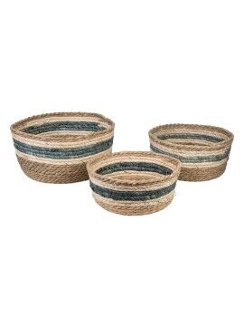 Conjunto de Cestos Romimex Azul Fibra natural 24 x 11 x 24 cm 3 Peças