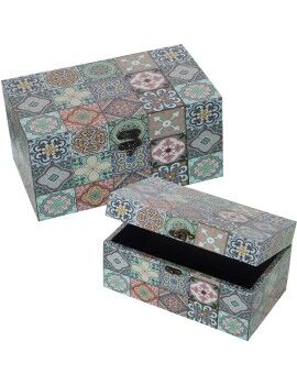 Juego de Cajas Decorativas Alexandra House Living Multicolor Madera 2 Piezas