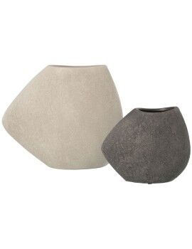 Set de 2 Jarrones Alexandra House Living Blanco Gris Cerámica