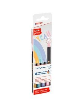 Conjunto de Canetas de Feltro Edding 1200 Multicolor Pastel Purpurina 4 Peças