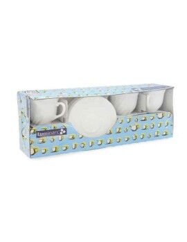 Juego de Tazas con Platos Luminarc Trianon (6 pcs) Blanco Vidrio 220 ml (12 Piezas)