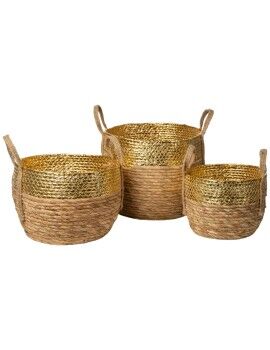 Conjunto de Cestos Romimex Dourado Fibra natural 31 x 25 x 31 cm 3 Peças