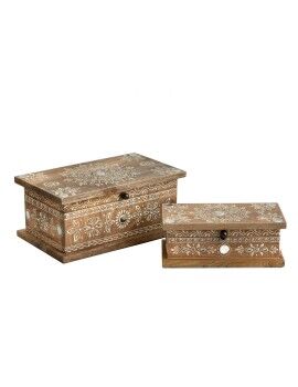 Juego de Cajas Decorativas Romimex Marrón Madera de mango 25 x 9 x 15 cm 2 Piezas