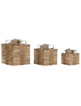 Adorno Navideño DKD Home Decor Natural 25 x 25 x 25 cm (3 Piezas)