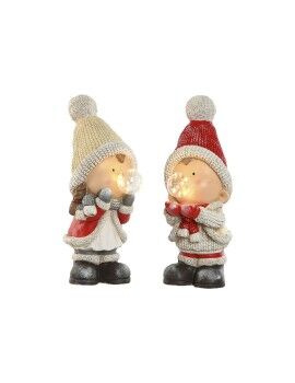 Adorno Navideño Home ESPRIT Blanco Rojo Beige 16,5 x 22 x 45 cm (2 Unidades)