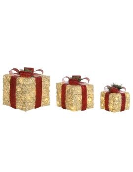 Adorno Navideño DKD Home Decor Blanco Rojo Dorado 25 x 25 x 25 cm (3 Piezas)