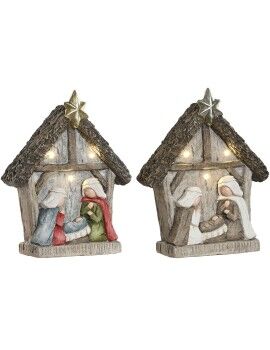 Belén de Navidad Home ESPRIT Verde Gris Magnesio 27,5 x 10,5 x 34,5 cm (2 Unidades)