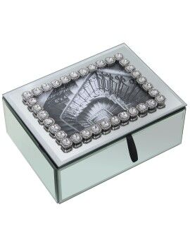 Caja-Joyero Alexandra House Living Gris Cristal Espejo 20 x 7 x 15 cm