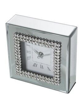 Reloj de Mesa Alexandra House Living Gris Cristal Espejo 15 x 15 x 5 cm