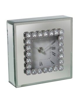 Reloj de Mesa Alexandra House Living Gris Cristal Espejo 15 x 15 x 5 cm