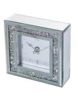 Reloj de Mesa Alexandra House Living Gris Cristal Espejo 14 x 14 x 4 cm