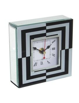 Reloj de Mesa Alexandra House Living Blanco Negro Cristal 14 x 14 x 4 cm