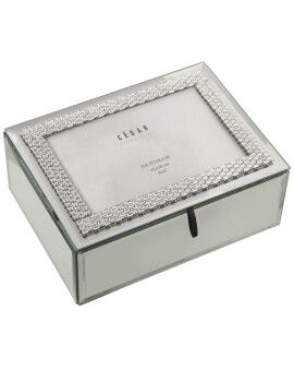 Caja-Joyero Alexandra House Living Gris Cristal Espejo 15 x 8 x 20 cm